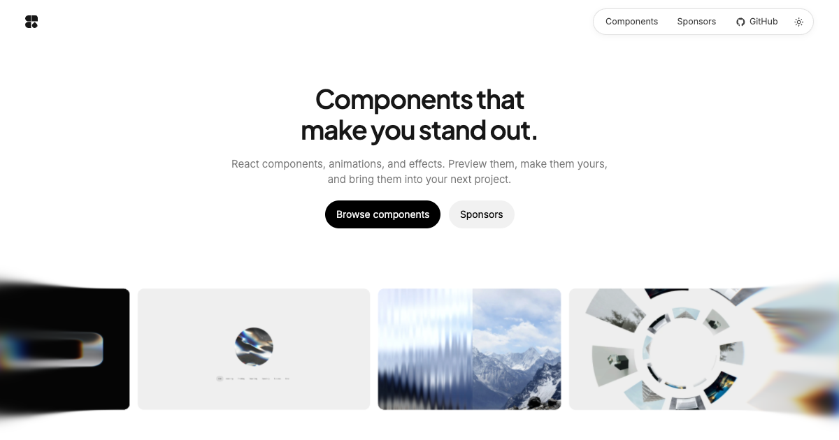 ReactDrops — Creative React components. Preview, customize, and copy your next drop — with an…